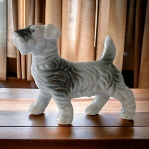 Vintage Porcelain Terrier Figure Japan Dog Wired Haired Kerry Blue Airedale.‎